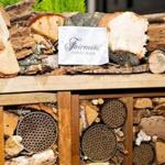 A closer look at the new mason bee hotel at the Fairmont Copley Plaza. Mason bees, or wild bees, are smaller than honey bees, live in wood, not hives, and do not make honey.